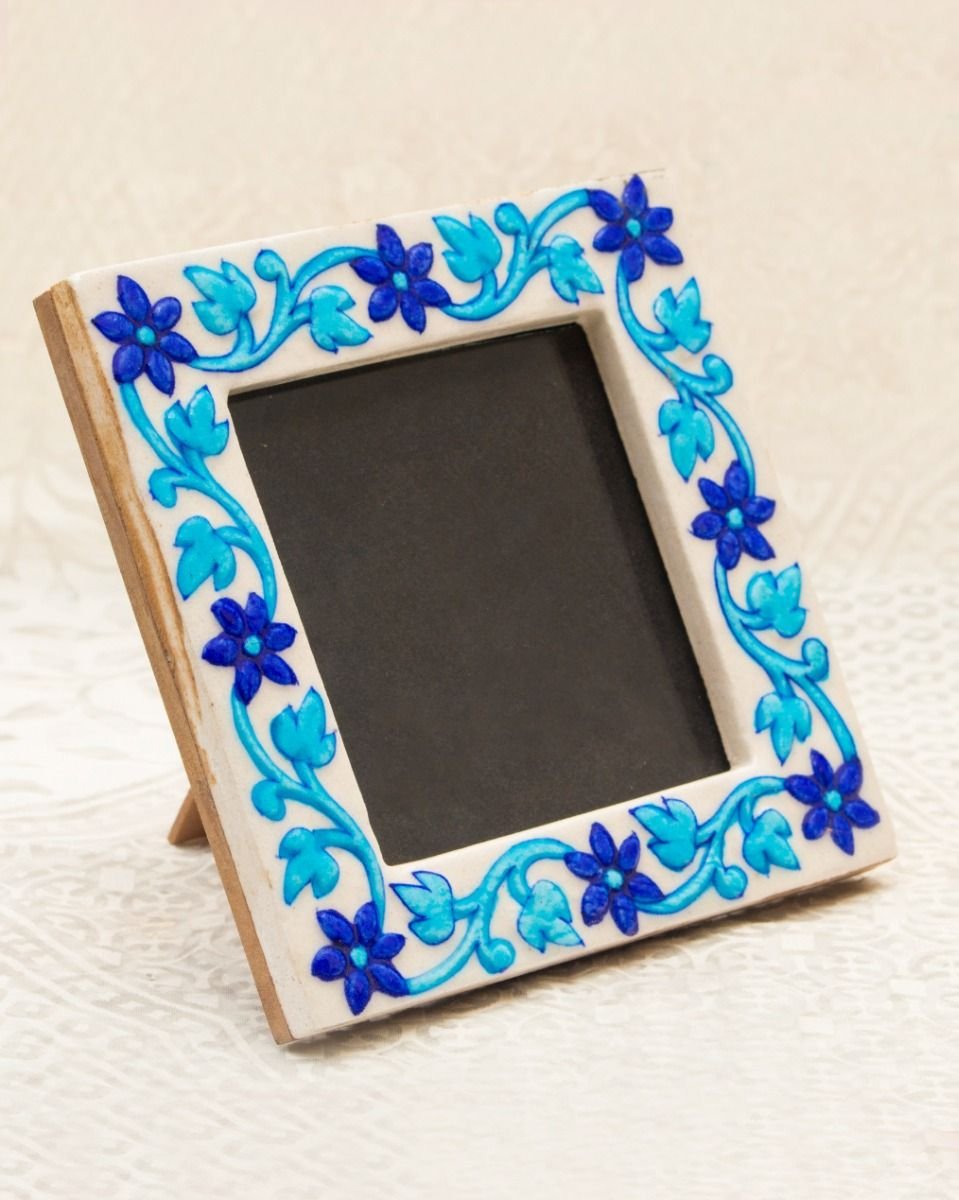 61_1_ Blue Pottery Handcrafted Photo Frames – Sky Blue - Image 1