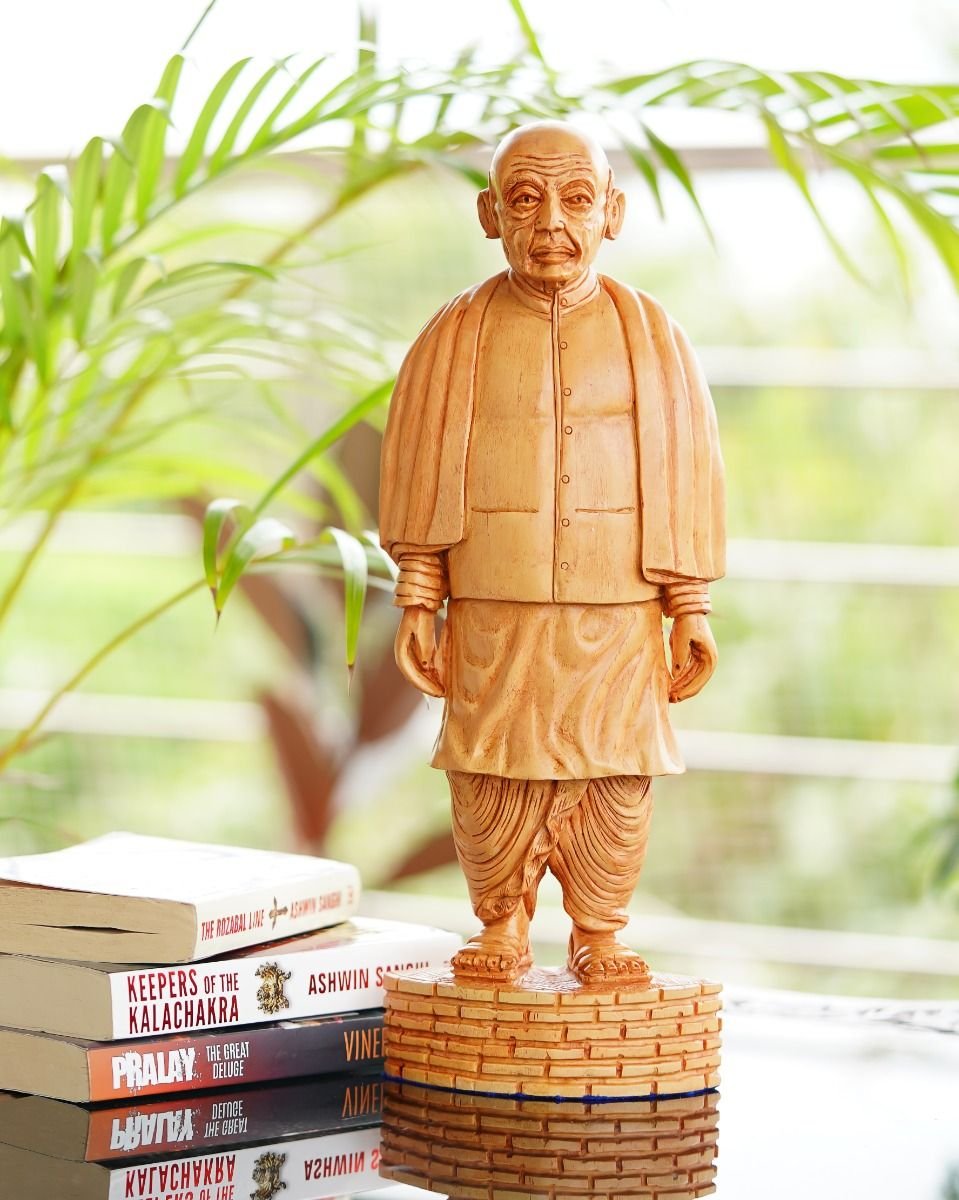 dsc06965 Sardar Vallabhbhai Patel Hand-Carved Wooden Statue - Image 1