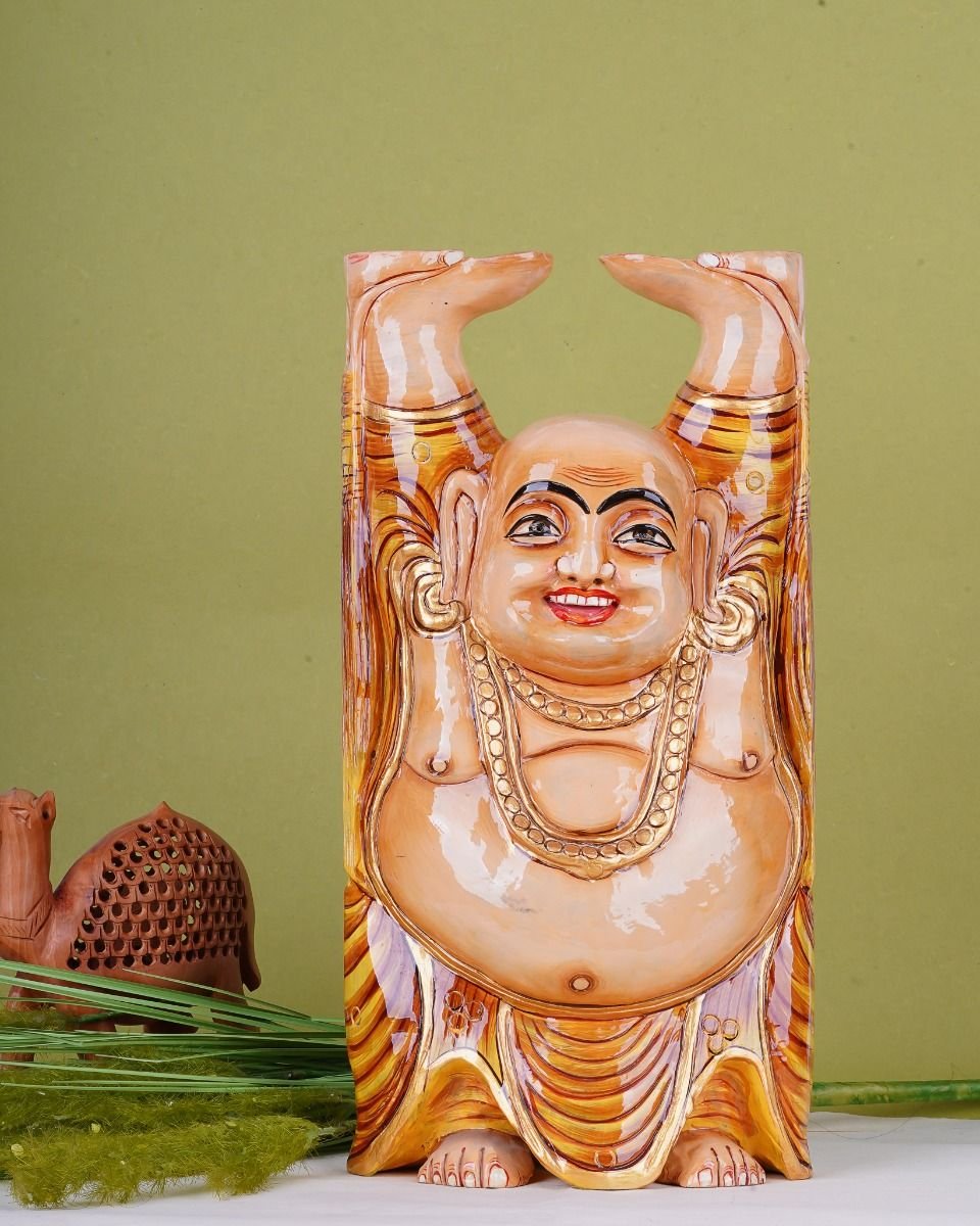 dsc07205 Laughing Buddha “BUDAI”- Wooden Craft - Image 1