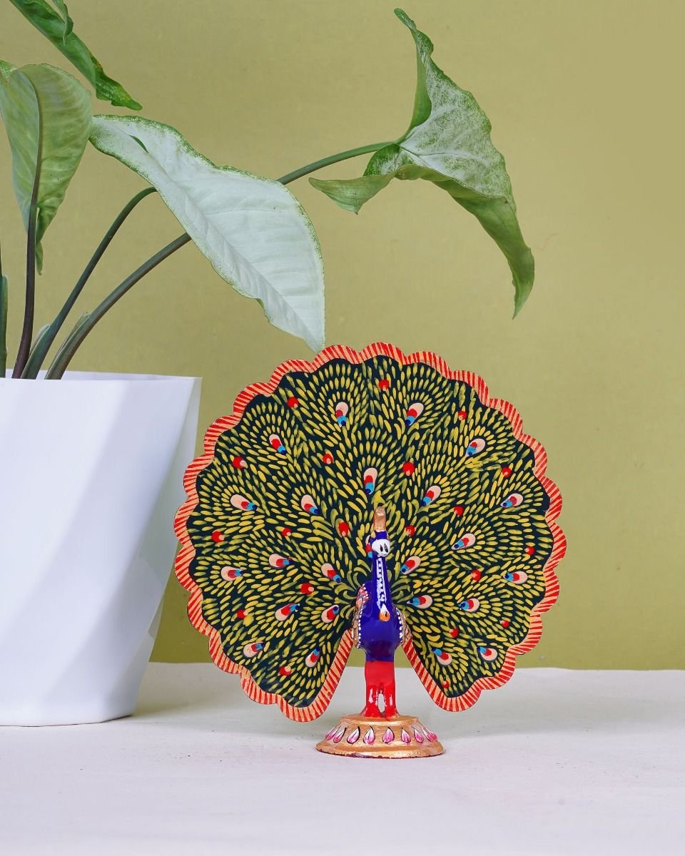 dsc07355_1 Metal Handcrafted Dancing Peacock – 4 inch - Image 1